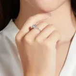 1-0ct-Argent-Sterling-925-Moissanite-Rond-Anneaux-main-image-4