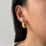 1-Paire-Style-Simple-Style-Classique-Forme-C-Couleur-Unie-Placage-Acier-Inoxydable-304-Le-Cuivre-Plaqu-Or-18K-Boucles-D-Oreilles