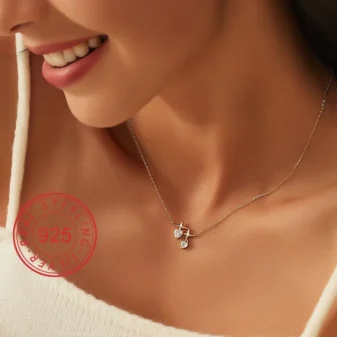 Collier Argent 925 Doré – Double Cœur Zircon & Étoile