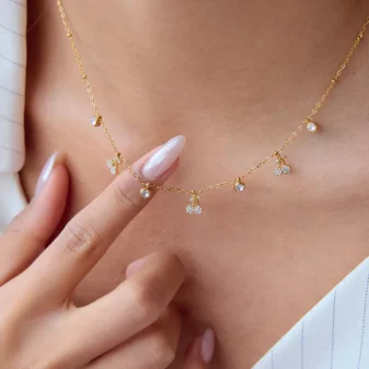 Pendentifs Zircons & Chaîne Fine Étincelante