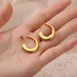 Acier-Inoxydable-304-Le-Cuivre-G-om-trique-Plaqu-Rev-tement-PVD-Perles-Artificielles-Plaqu-Or-18K-Or-18-Carats-Boucles-D-Oreilles-display-picture-3