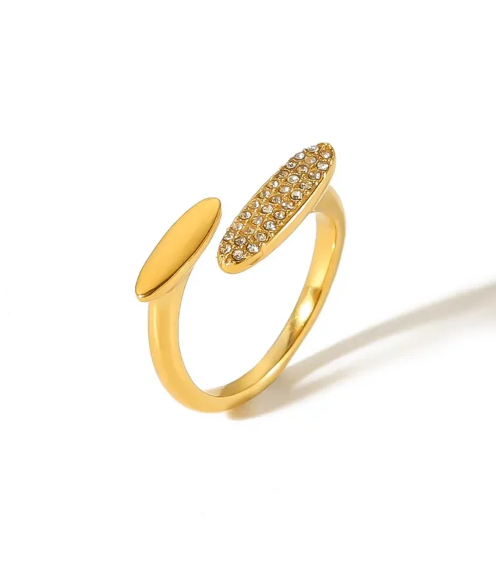 Acier-Inoxydable-304-Plaqu-Or-18K-R-tro-La-Fran-aise-Incruster-G-om-trique-Zircon-Anneau-Ouvert-display-picture-5