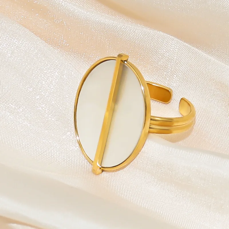 Acier-Inoxydable-Rond-Plaqu-Or-14K-Plaqu-Or-18K-Style-Simple-Placage-Anneau-Ouvert Acier-Inoxydable-Rond-Plaqu-Or-14K-Plaqu-Or-18K-Style-Simple-Placage-Anneau-Ouvert