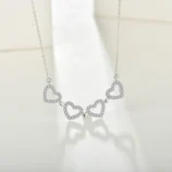 Argent-Sterling-925-Zircon-Incruster-Feuille-Forme-De-C-ur-Pendentif