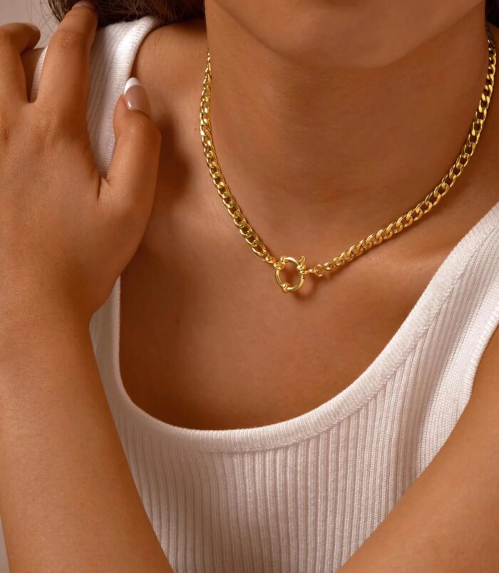 Bijoux-En-Gros-D-contract-e-Style-Classique-Couleur-Unie-Acier-Inoxydable-201-Cha-ne-Maillons-Cubains-Collier-display-picture-4