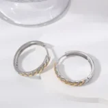 Boucle-D-Oreille-Cuff-Cuivre-Bi-Couleur-G-om-trique-Accessoire-De-Mode-Unisexe-Style-Mignon-Cadeau-D-Anniversaire-Poli-main-image-6