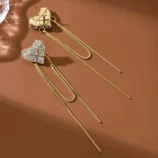 Boucles-D-Oreilles-Longues-Franges-En-Or-14K-Plaqu-Zircon-Coeur-Vintage-Fran-ais-Pour-Femmes-Bijoux-l-gants-De-Mode-display-picture-5