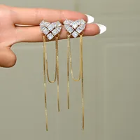 Cœurs Pavés de Zircons & Chaînes Frangées