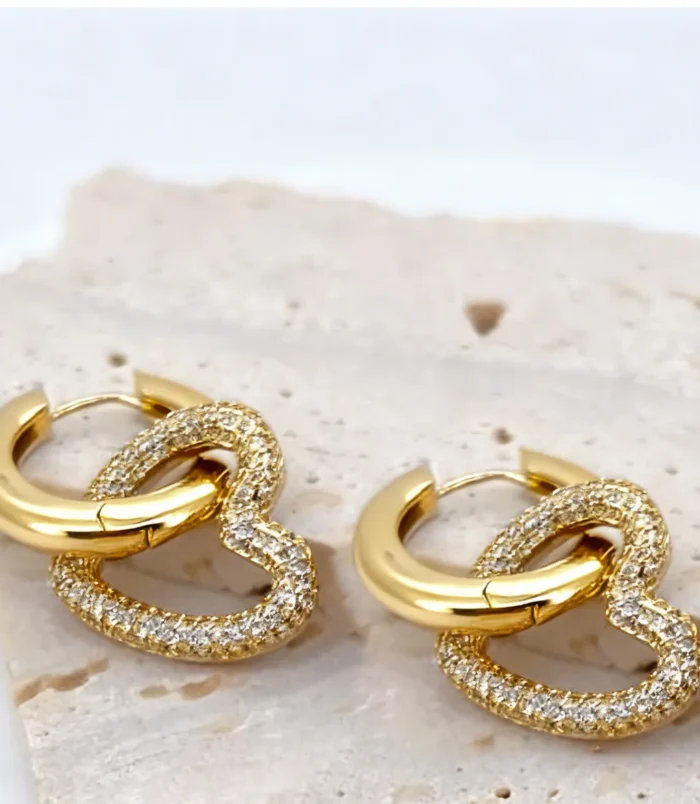 Boucles-D-oreilles-En-Cuivre-Plaqu-Or-18-Carats-Avec-Zircon-En-Forme-De-C-ur-Style-D-contract-Romantique-Simple-display-picture-1