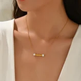 Collier-Femme-Acier-Inoxydable-Geom-trique-Mode-Pour-Les-Jours-Shopping-Et-F-te-Fermoir-Loup-Design-Minimaliste-Cor-en-2