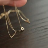 Collier-Pendentif-Mini-Croix-Zircon-Fleur-Argent-Sterling-S925-Plaqu-Or-14K-Design-Japonais-Simple-D-corations-Feuilles-Sucr-es-display-picture-3