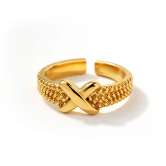 Anneau Ouvert avec Motif Croisé