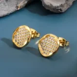 Le-Cuivre-Couleur-Unie-Plaqu-En-Rack-Zircon-Plaqu-Or-18K-Glamour-Mignon-Boucles-D-Oreilles-main-image-4