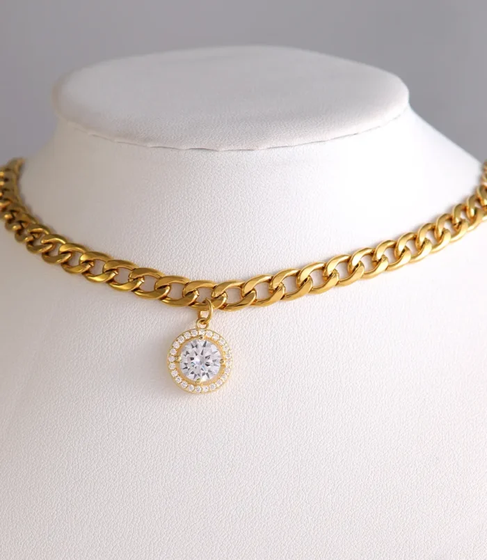 Pendentif-Cuivre-Collier-304-Acier-Inoxydable-Plaqu-Or-18K-Hip-Hop-Exag-r-Roche-Placage-Incruster-Rond-Ovale-Les-Gouttelettes-D-Eau-Zircon-Pendentif-display-picture-4