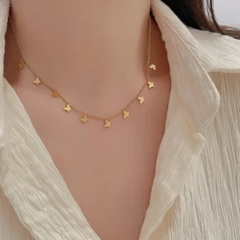 Collier Papillons Dorés