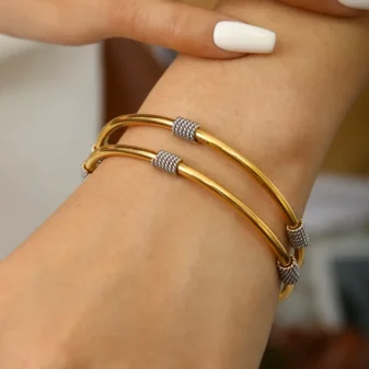 Bracelet Jonc Bicolore Élégance Dorée