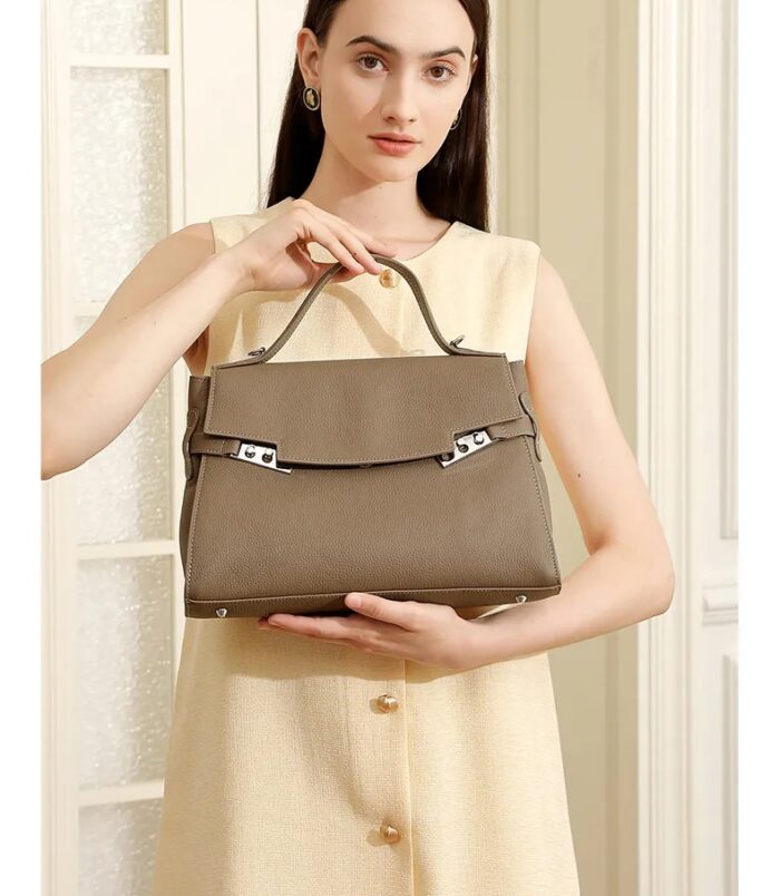 Sac-Main-En-Cuir-V-ritable-Mode-Automne-Pour-Femmes-Capacit-Grande-Sac-Simple-Casual-paule-Unique-Style-Urbain-l-gant-display-picture-5