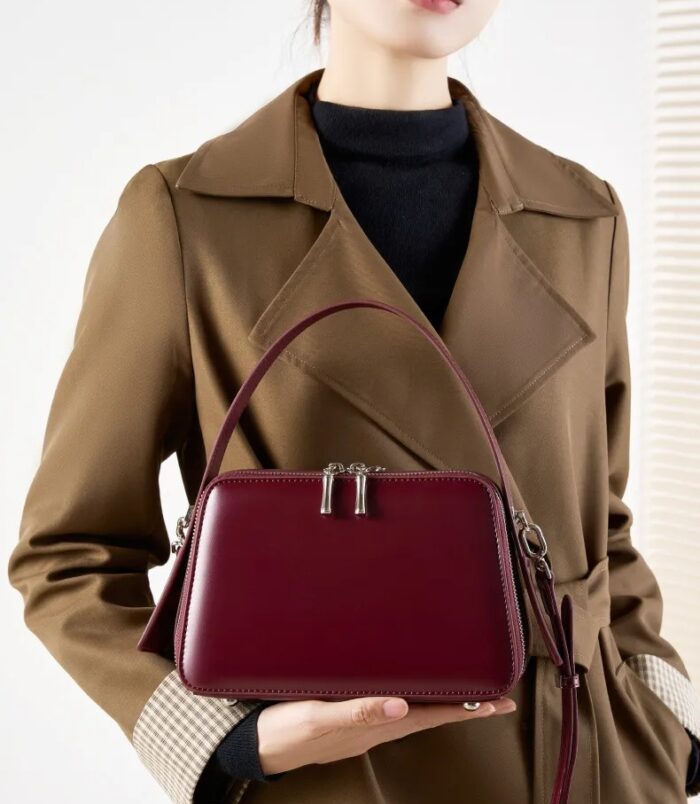 Tote-Bandouli-re-En-Cuir-V-ritable-Pour-Femmes-Style-Minimaliste-Urbain-Sac-Main-Avec-Fermeture-clair-Design-Printemps-t-display-picture-9