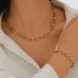 Bijoux-En-Gros-Style-Vintage-Femme-Style-Simple-G-om-trique-Acier-Inoxydable-304-Plaqu-Or-18K-Ensemble-De-Bijoux - Copie