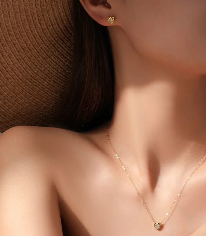 Boucles-D-oreilles-Clous-C-ur-En-Argent-Sterling-S925-Collier-Style-Europ-en-Et-Am-ricain-La-Mode-Polyvalent-Incrust-De-Zircon-Cha-ne-De-Clavicule-En-Forme-De-C-ur-Pour-Femmes-Plaqu-e-D-or-V-ritab