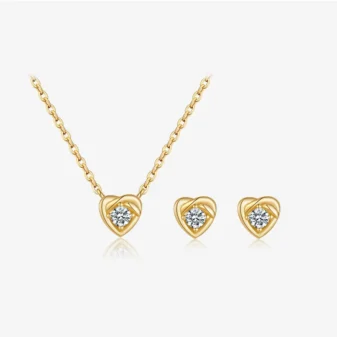 Set Collier & Boucles d'oreilles cœur et pierre
