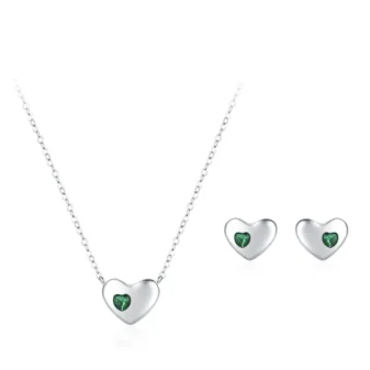 Set Collier & Boucles d’oreilles cœur vert