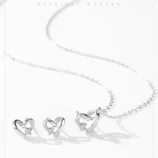 Ensemble-De-Bijoux-Pour-Femmes-En-Argent-Sterling-925-Collier-Et-Boucles-D-oreilles-Avec-Pendentif-C-ur-En-Zircon-Micro-Pav-display-picture-1