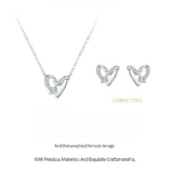 Ensemble-De-Bijoux-Pour-Femmes-En-Argent-Sterling-925-Collier-Et-Boucles-D-oreilles-Avec-Pendentif-C-ur-En-Zircon-Micro-Pav-display-picture-2