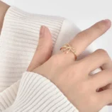 Le-Cuivre-Noeud-D-Arc-Plaqu-En-Rack-Plaqu-Or-18K-Style-IG-D-contract-e-Commuer-Anneaux-2