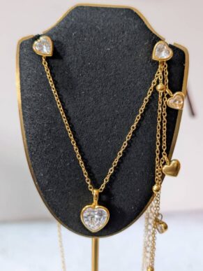 Set_Collier_Bracelet_Boucles d'oreilles multiples cœurs