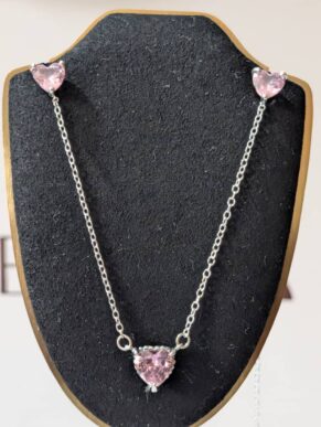 Set Collier & Boucles d'oreilles cœur rose