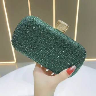 Pochette Luxe Verte à Strass