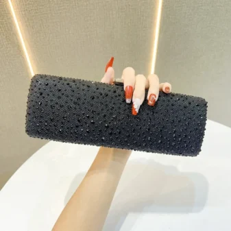 “Pochette Élégante Noire à Strass
