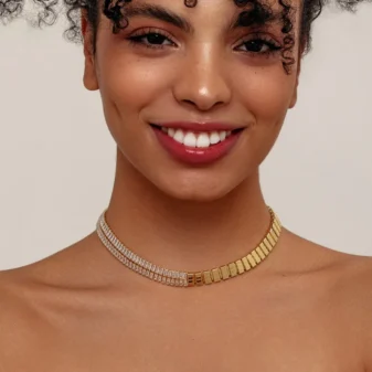 Collier Tennis Bicolore – Zircons Brillants